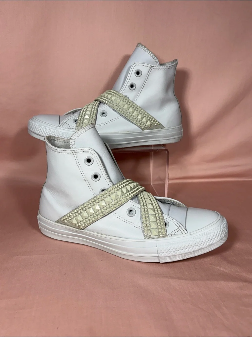Converse All Star Women's High Top Sneakers Punk Stud Strap Closure Size 7.5